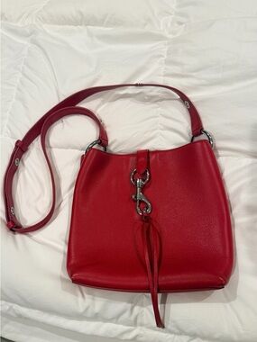 Rebecca Minkoff Red Pebbled Leather Shoulder Bag with Signature Hardware